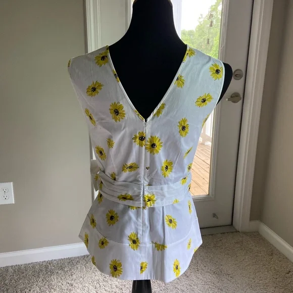 Kate Spade White Blouse with Yellow Floral Print - Picture 4 of 5